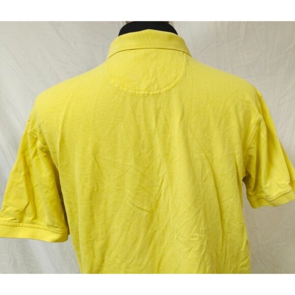 Izod Silk Wash Mens Large Yellow Short Sleeve Logo Golf Rugby Preppy Polo Shirt - Picture 9 of 11